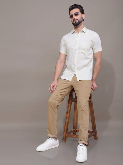 Cream Printed Shirt-Men Shirts-Crimsoune Club