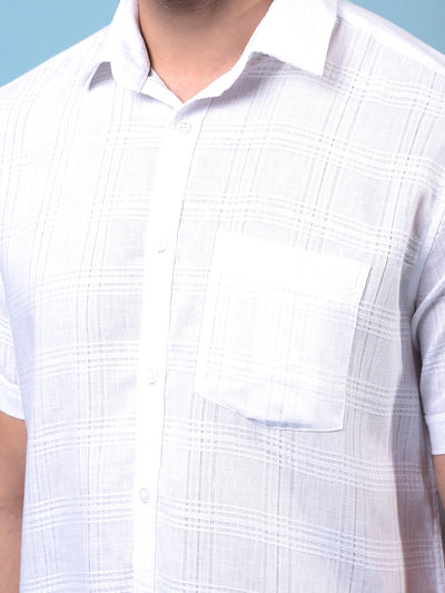 Men's White Printed Shirt-Men Shirts-Crimsoune Club