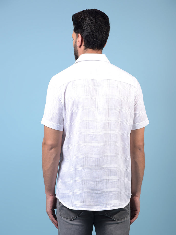 Men's White Printed Shirt-Men Shirts-Crimsoune Club
