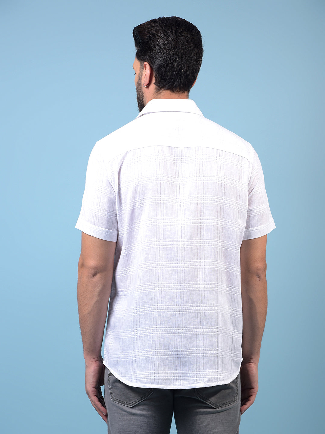 Men's White Printed Shirt-Men Shirts-Crimsoune Club