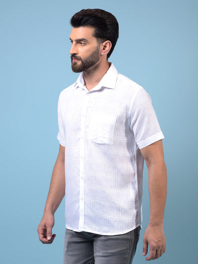 Men's White Printed Shirt-Men Shirts-Crimsoune Club