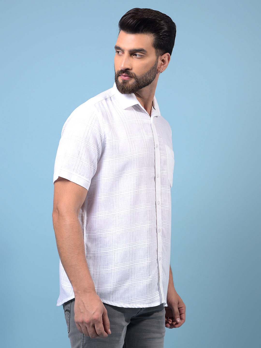 Men's White Printed Shirt-Men Shirts-Crimsoune Club