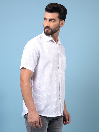 Men's White Printed Shirt-Men Shirts-Crimsoune Club