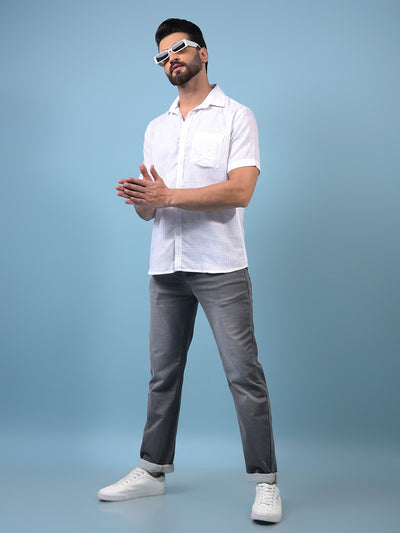 Men's White Printed Shirt-Men Shirts-Crimsoune Club