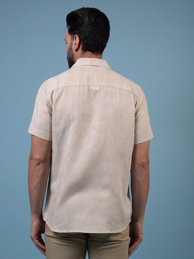 Men's Beige Printed Shirt-Men Shirts-Crimsoune Club