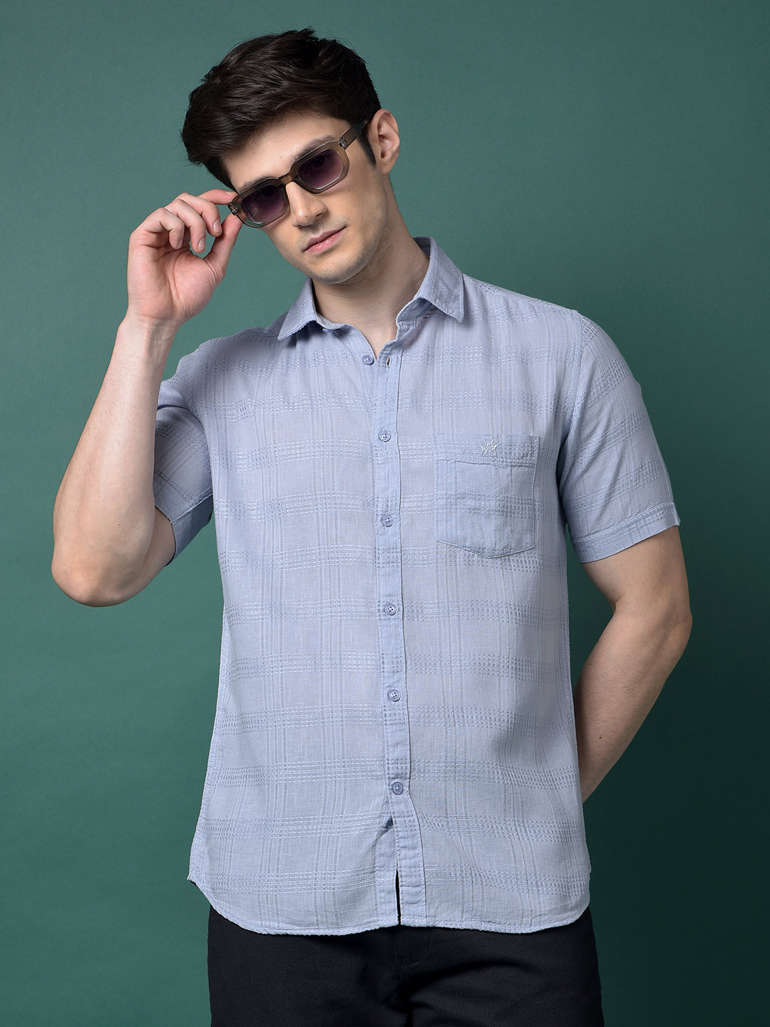 Blue Checked Shirt-Men Shirts-Crimsoune Club