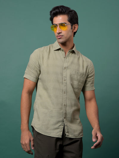 Green Checked Shirt-Men Shirts-Crimsoune Club