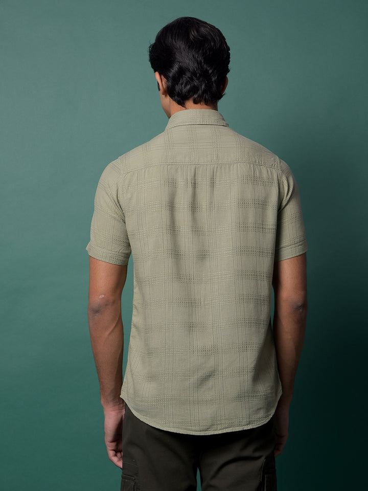 Green Checked Shirt-Men Shirts-Crimsoune Club