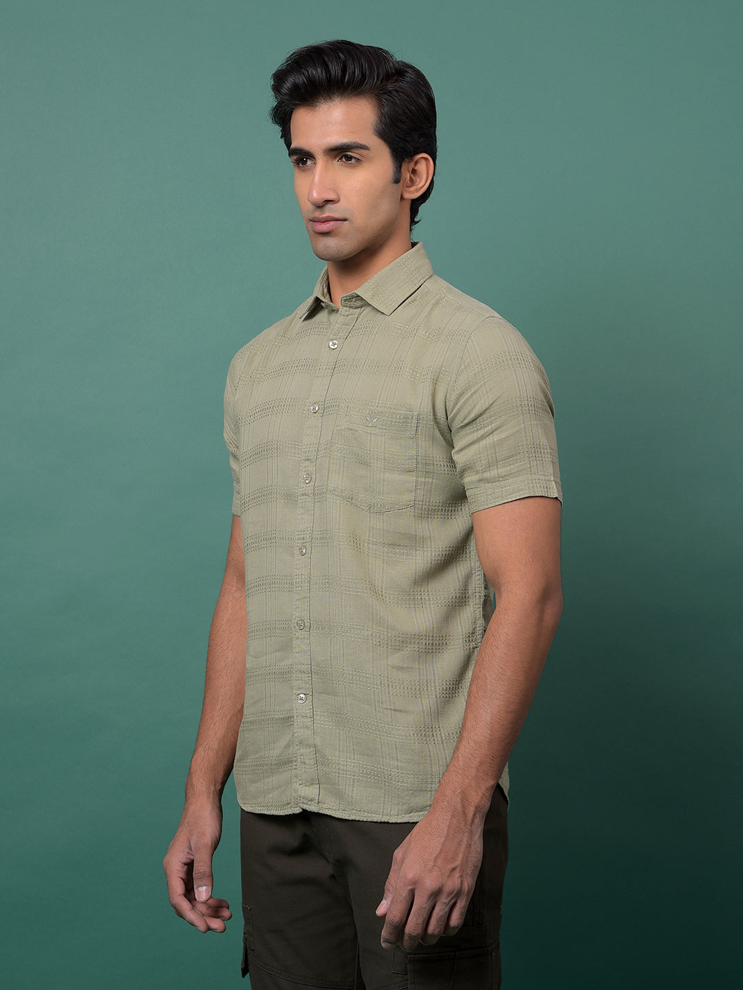 Green Checked Shirt-Men Shirts-Crimsoune Club