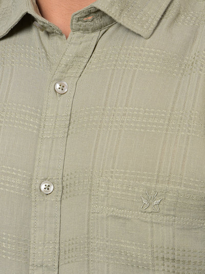 Green Checked Shirt-Men Shirts-Crimsoune Club