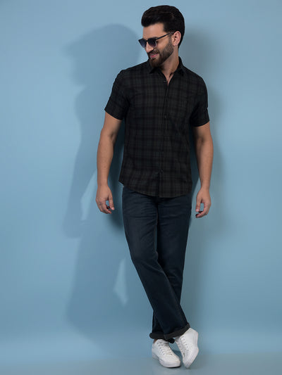 Men's Green Checked 100% Cotton Shirt-Men Shirts-Crimsoune Club