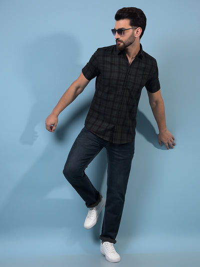Men's Green Checked 100% Cotton Shirt-Men Shirts-Crimsoune Club