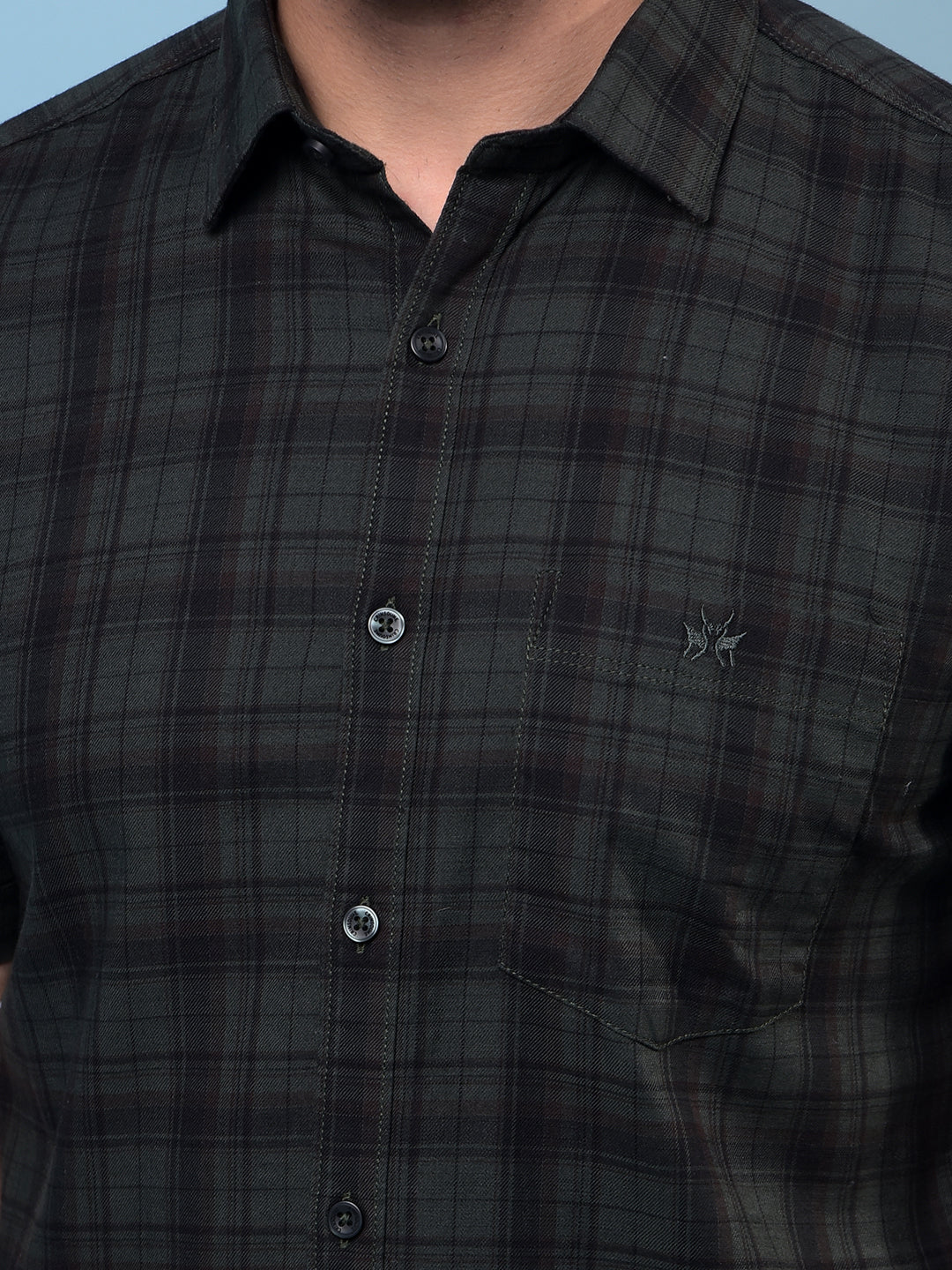 Men's Green Checked 100% Cotton Shirt-Men Shirts-Crimsoune Club