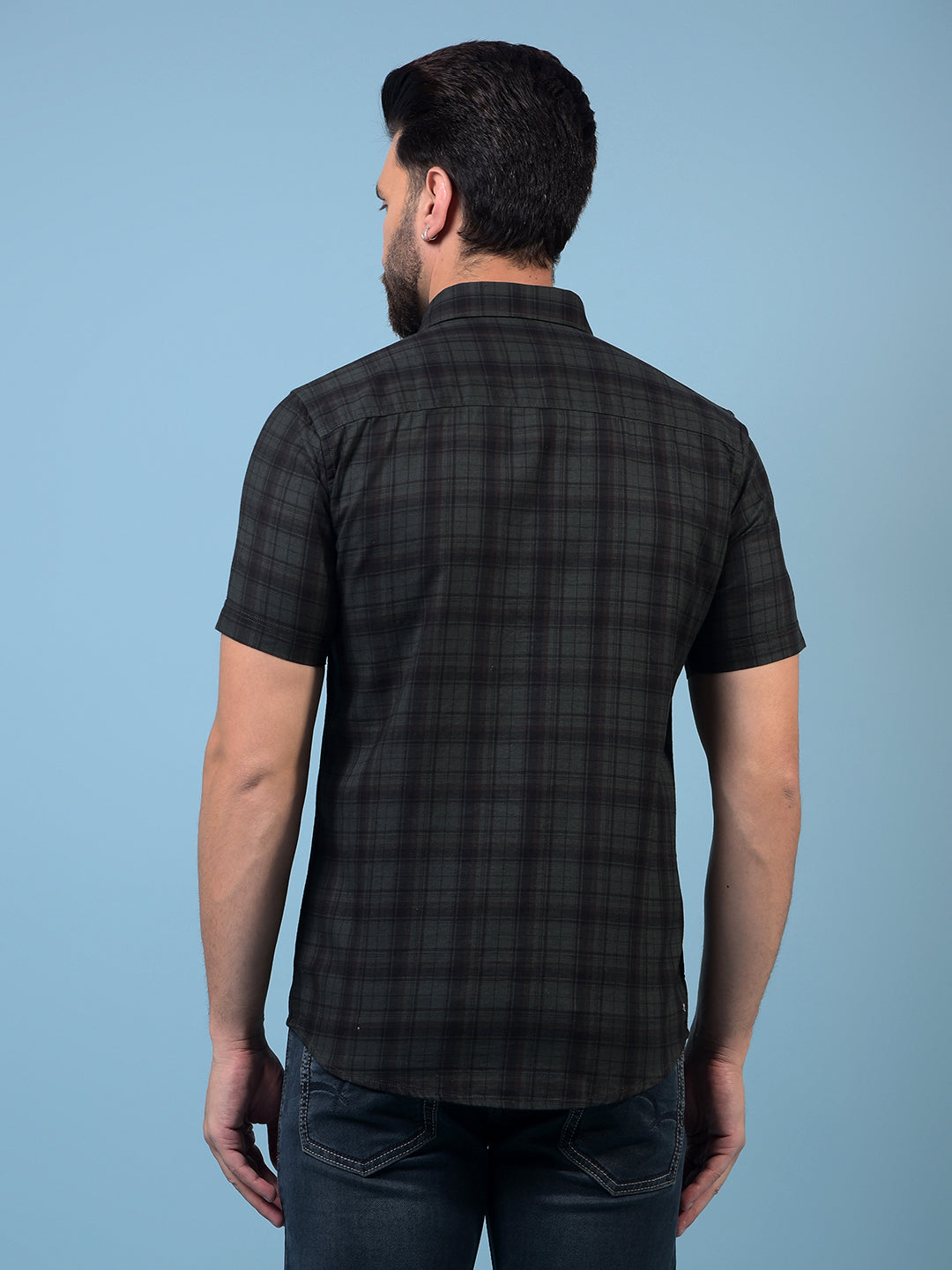 Men's Green Checked 100% Cotton Shirt-Men Shirts-Crimsoune Club