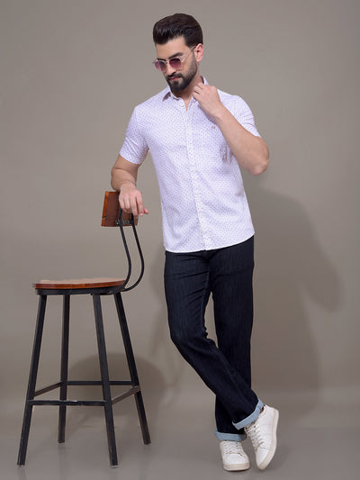 Purple Printed 100% Cotton Shirt-Men Shirts-Crimsoune Club