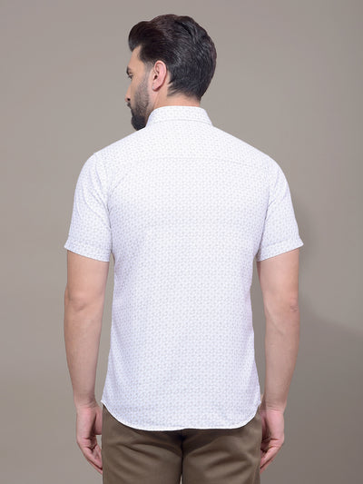Olive Printed 100% Cotton Shirt-Men Shirts-Crimsoune Club