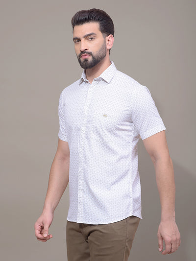 Olive Printed 100% Cotton Shirt-Men Shirts-Crimsoune Club