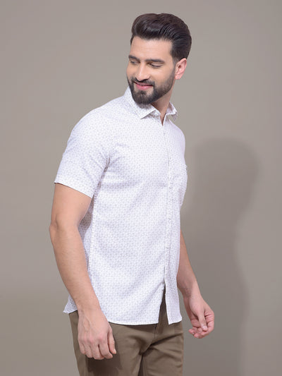 Olive Printed 100% Cotton Shirt-Men Shirts-Crimsoune Club