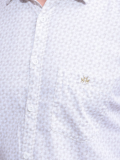 Olive Printed 100% Cotton Shirt-Men Shirts-Crimsoune Club