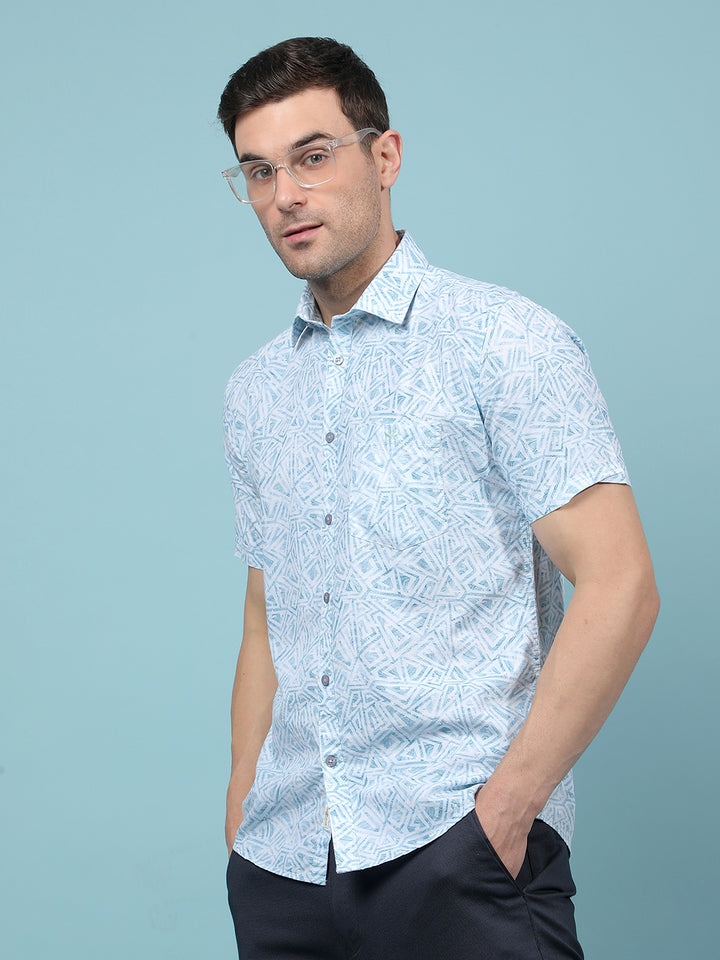 Green Printed Shirt-Men Shirts-Crimsoune Club