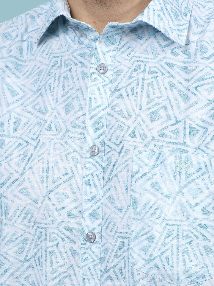 Green Printed Shirt-Men Shirts-Crimsoune Club
