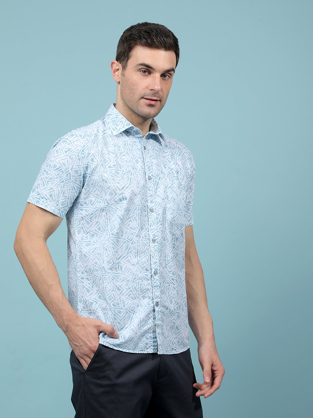 Green Printed Shirt-Men Shirts-Crimsoune Club
