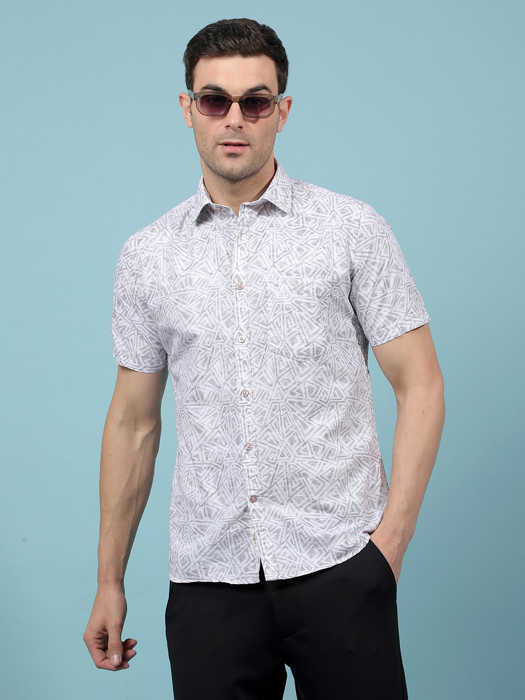 Grey Printed Shirt-Men Shirts-Crimsoune Club