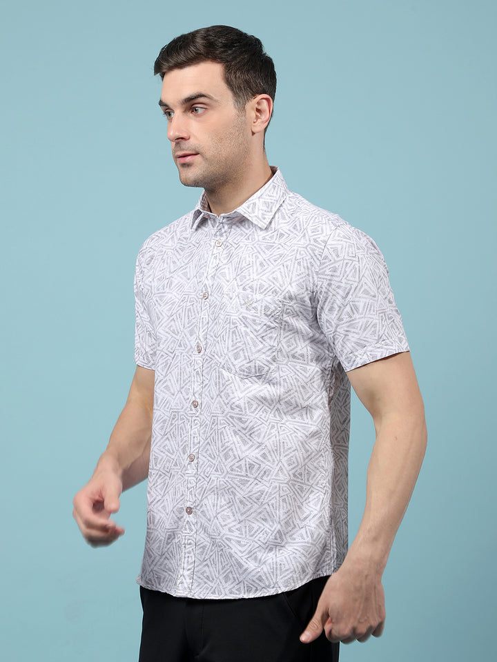 Grey Printed Shirt-Men Shirts-Crimsoune Club
