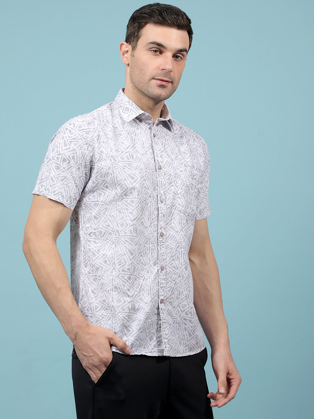 Grey Printed Shirt-Men Shirts-Crimsoune Club