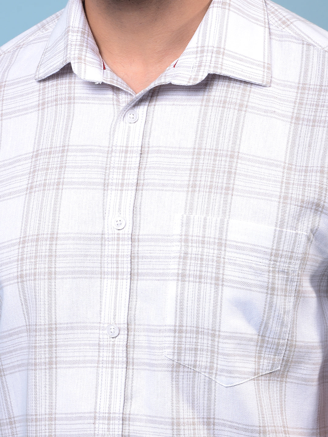 White Checked Linen Shirt-Men Shirts-Crimsoune Club