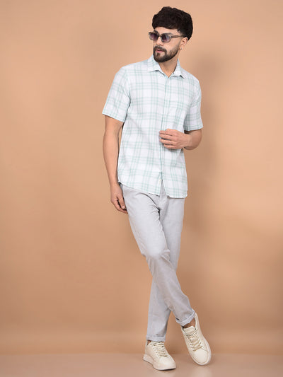 Green Checked Linen Shirt-Men Shirts-Crimsoune Club