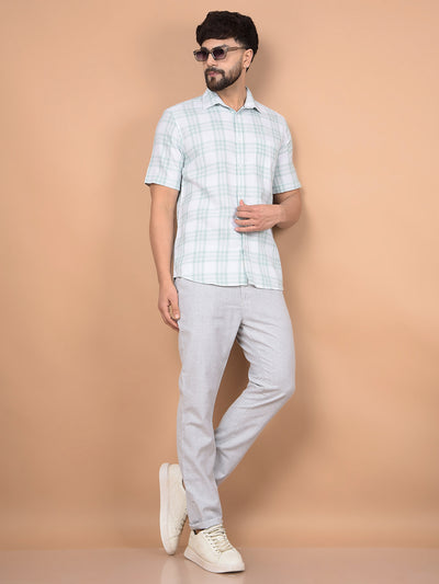Green Checked Linen Shirt-Men Shirts-Crimsoune Club