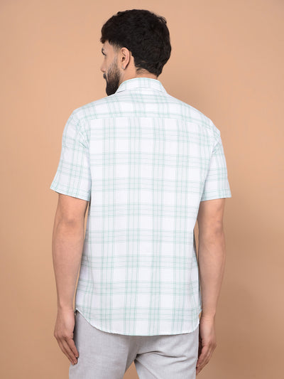 Green Checked Linen Shirt-Men Shirts-Crimsoune Club