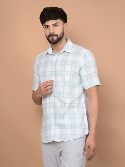 Green Checked Linen Shirt-Men Shirts-Crimsoune Club