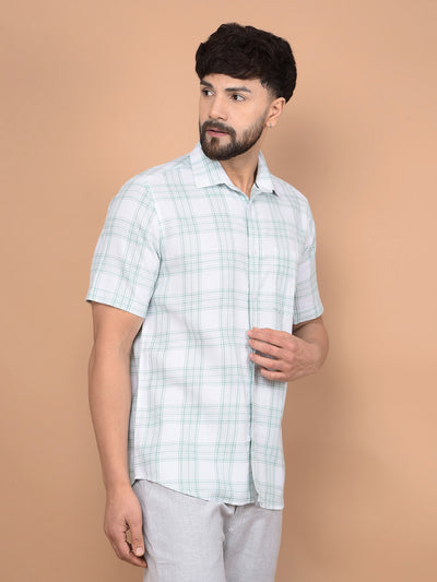 Green Checked Linen Shirt-Men Shirts-Crimsoune Club