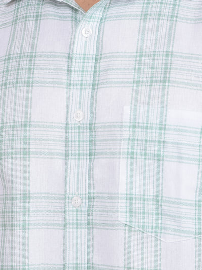 Green Checked Linen Shirt-Men Shirts-Crimsoune Club