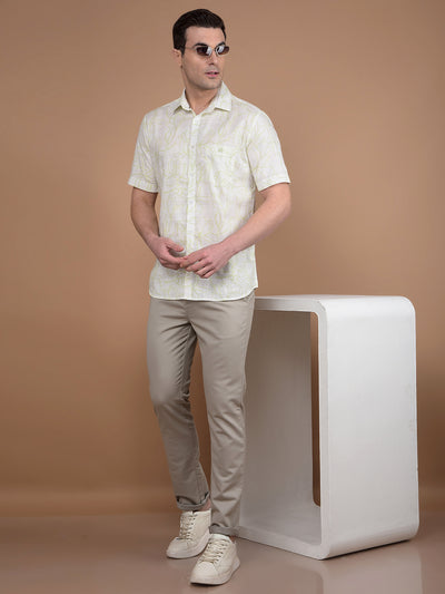 Green Floral Print 100% Cotton Shirt-Men Shirts-Crimsoune Club