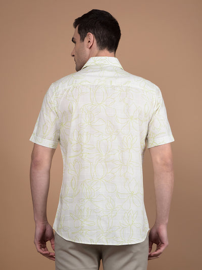 Green Floral Print 100% Cotton Shirt-Men Shirts-Crimsoune Club