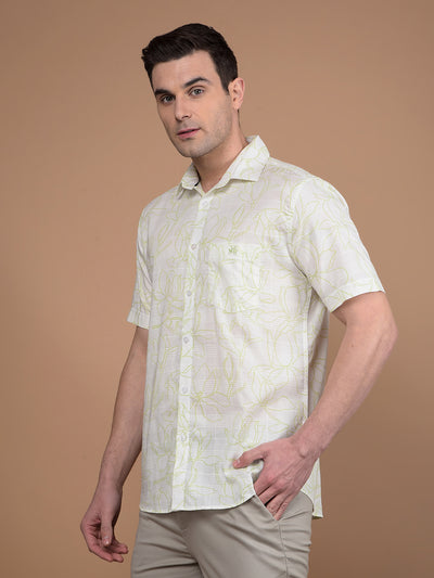 Green Floral Print 100% Cotton Shirt-Men Shirts-Crimsoune Club