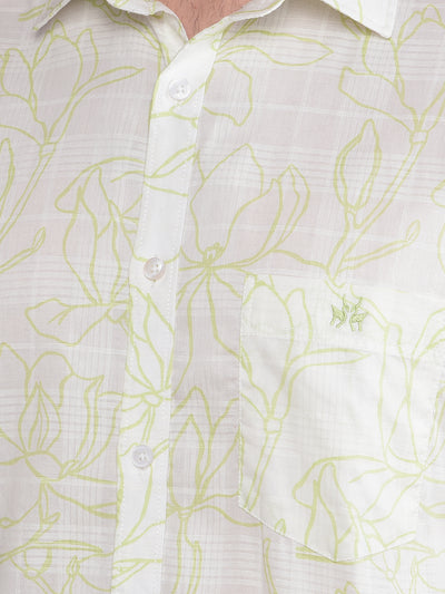 Green Floral Print 100% Cotton Shirt-Men Shirts-Crimsoune Club