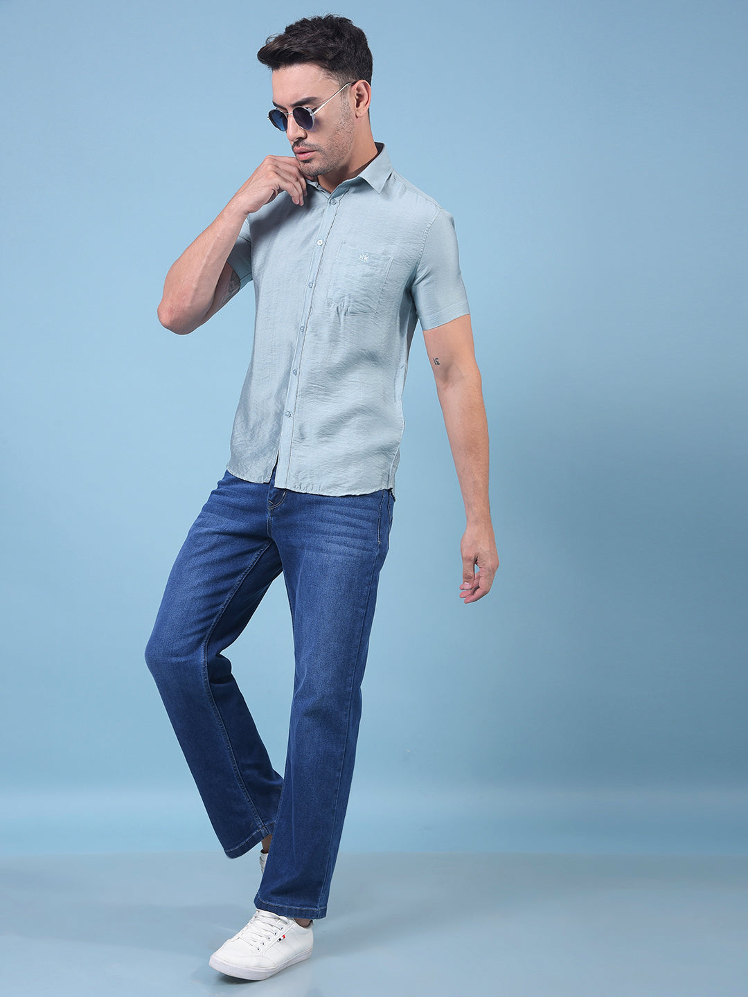 Blue Shirt-Men Shirts-Crimsoune Club