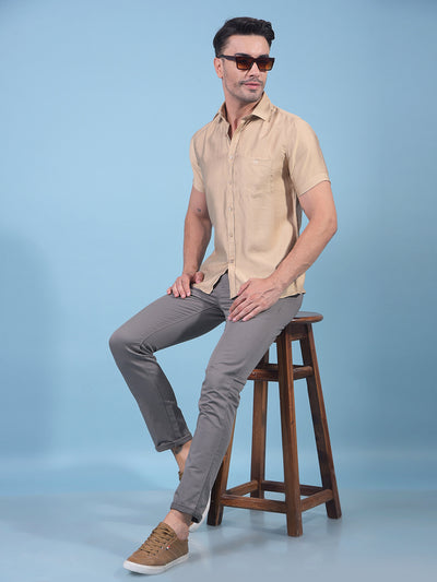 Beige Shirt-Men Shirts-Crimsoune Club