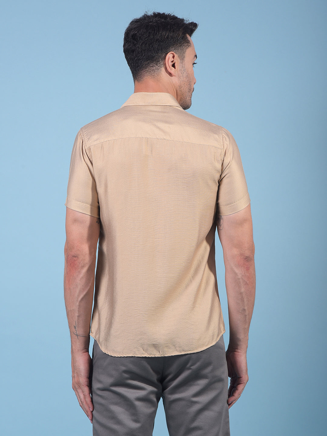 Beige Shirt-Men Shirts-Crimsoune Club