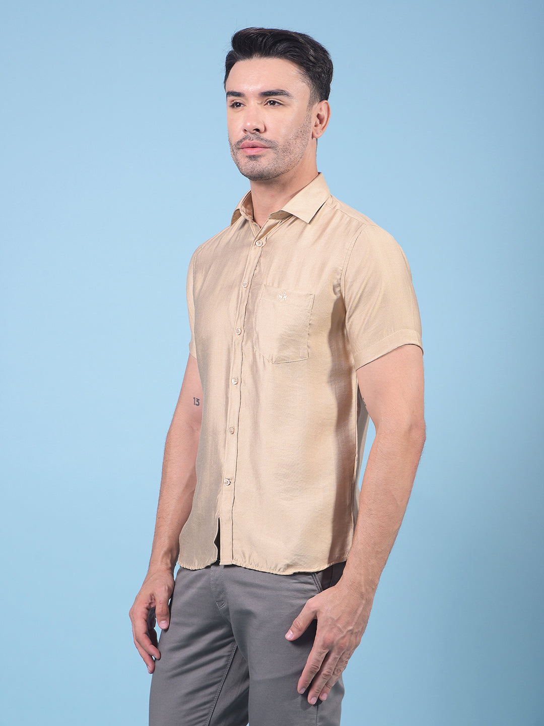 Beige Shirt-Men Shirts-Crimsoune Club