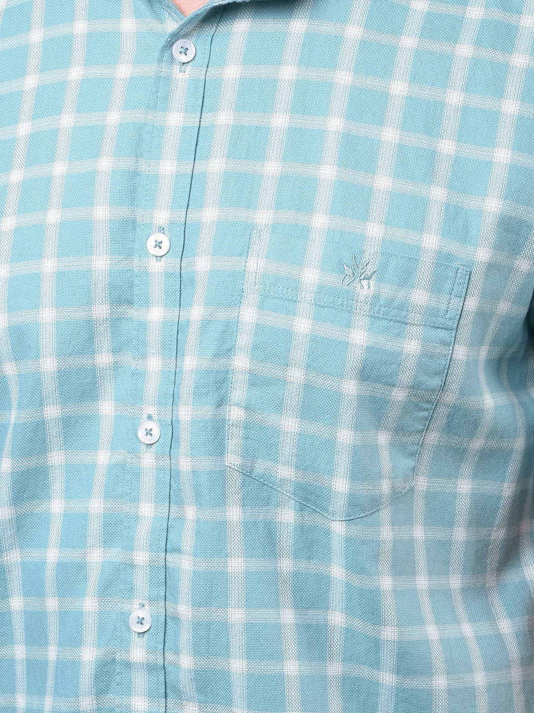 Blue Checked 100% Cotton Shirt-Men Shirts-Crimsoune Club