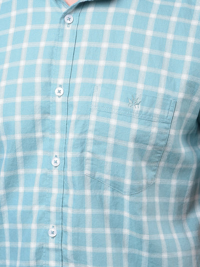 Blue Checked 100% Cotton Shirt-Men Shirts-Crimsoune Club
