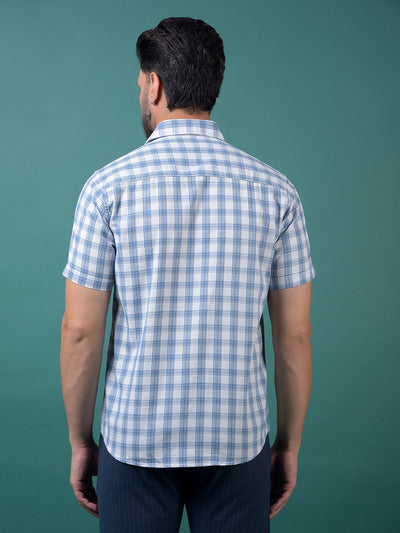 Blue Checked 100% Cotton Shirt-Men Shirts-Crimsoune Club