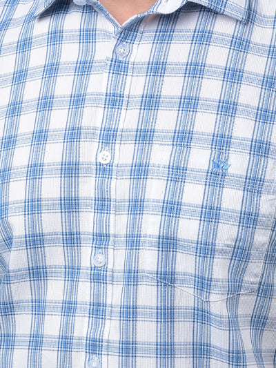 Blue Checked 100% Cotton Shirt-Men Shirts-Crimsoune Club