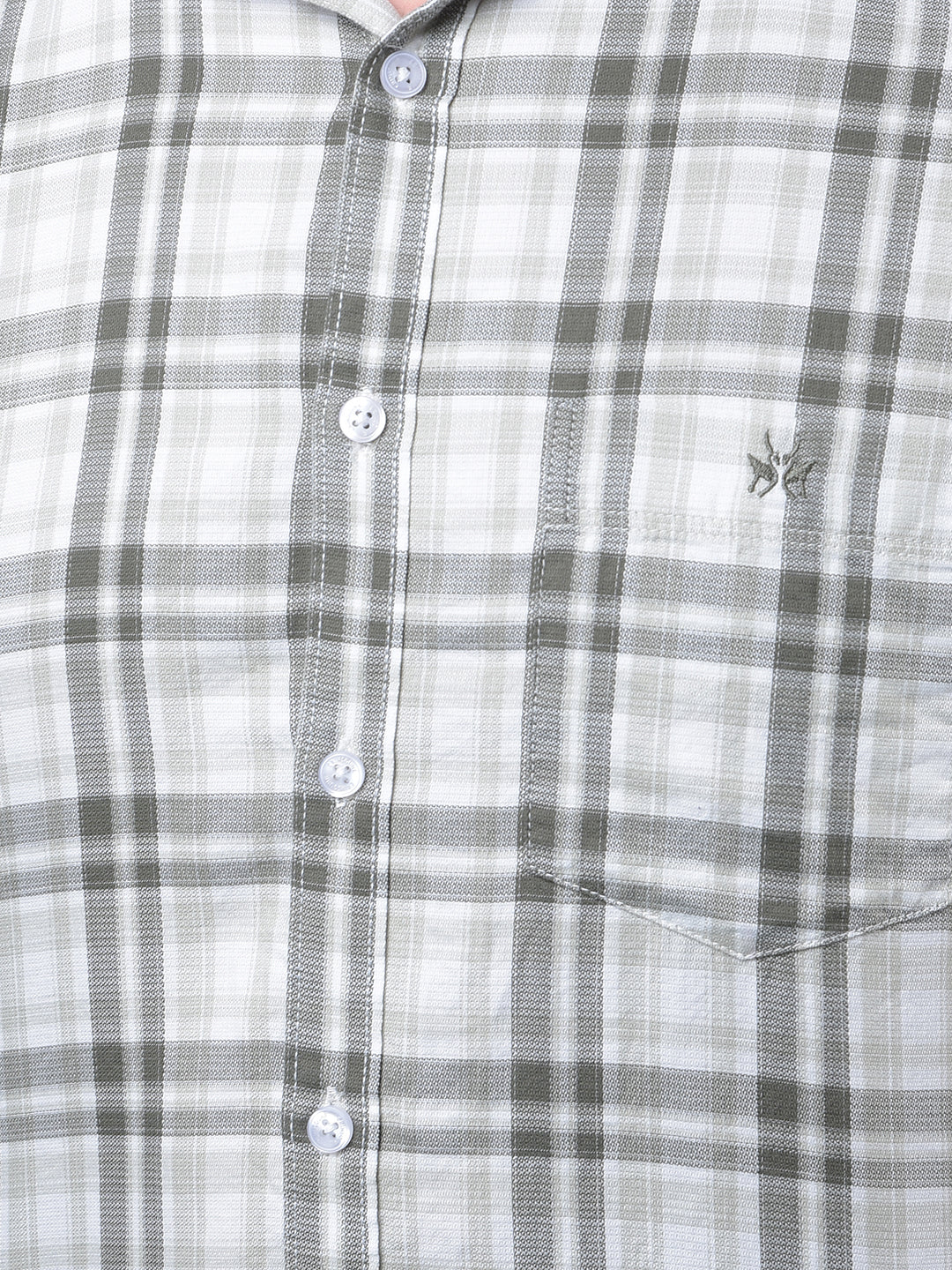 Olive Checked 100% Cotton Shirt-Men Shirts-Crimsoune Club