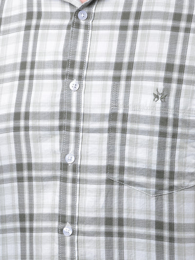 Olive Checked 100% Cotton Shirt-Men Shirts-Crimsoune Club